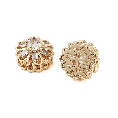 Brass Micro Pave Clear Cubic Zirconia Beads KK-Z059-02G-1