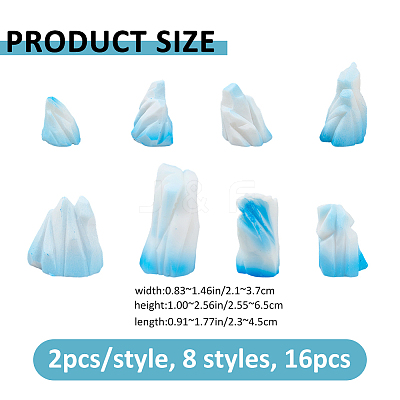 16Pcs 8 Style Resin Iceberg Mini Model DJEW-FH0011-46-1