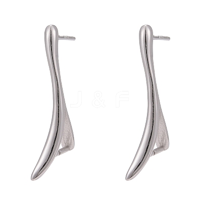 Anti-Tarnish Rhodium Plated 925 Sterling Silver Stud Earring Findings STER-F048-36P-1