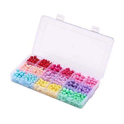 1035Pcs 18 Style Opaque Acrylic Beads MACR-FS0001-09-1