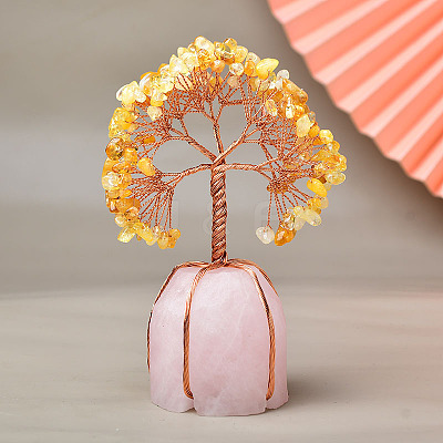 Natural Citrine Chips Tree of Life Decorations PW-WG83698-03-1