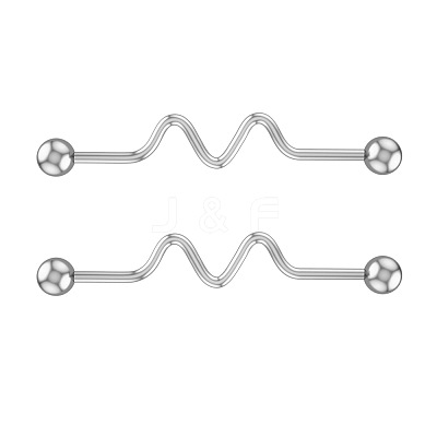316L Surgical Stainless Steel Wavy Bar Industrial Barbell Cartilage Earrings FS-WG6688D-09-1