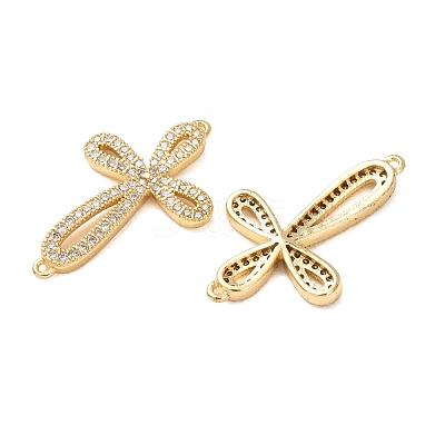 Brass Micro Pave Clear Cubic Zirconia Connector Charms CU-CBA4579-08G-B-1