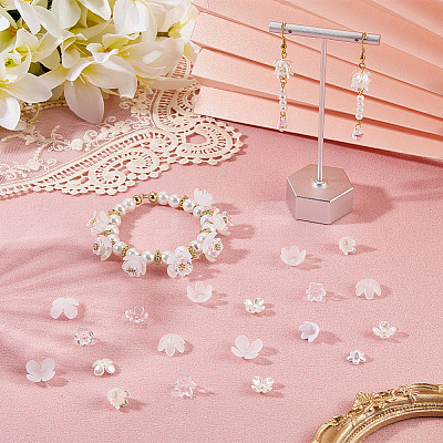 600Pcs 10 Styles ABS Plastic Imitation Pearl & Acrylic Bead Caps OACR-SC0002-34-1