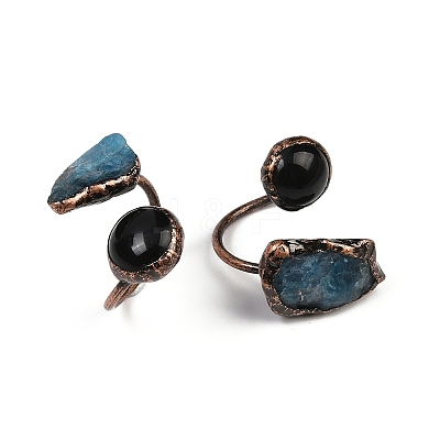 Brass with Mixed Gemstone Cuff Rings RJEW-Z112-01R-1