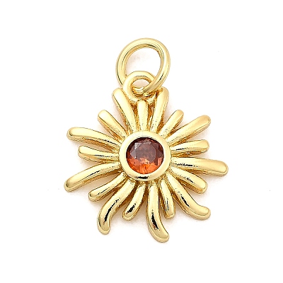 Sun Brass Micro Pave Cubic Zirconia Pendants KK-C134-11G-06-1
