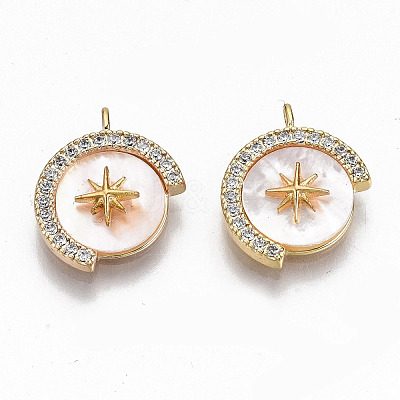 Brass Micro Pave Clear Cubic Zirconia Charms X-KK-T062-30G-NF-1