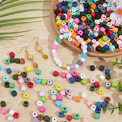 Spray Painted Wooden Beads WOOD-PA0001-53B-1