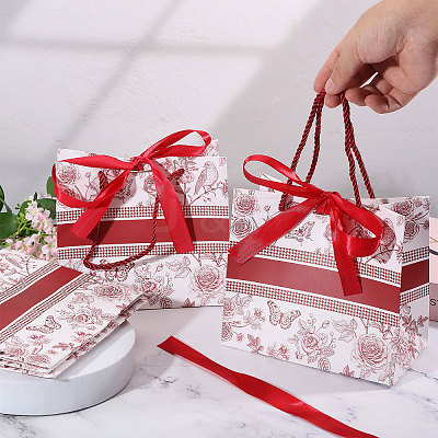 Floral Printed Paper Gift Tote Bags ABAG-WH0044-82D-1
