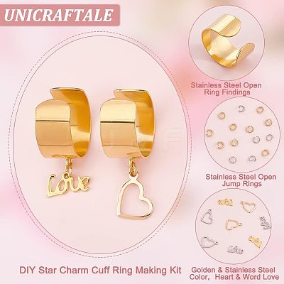 DIY Love Charm Cuff Ring Making Kit STAS-UN0039-60-1