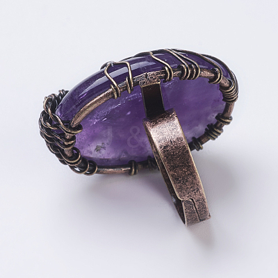 Natural & Synthetic Mixed Stone Adjustable Finger Ring RJEW-E436-03-1