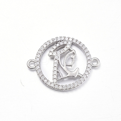 Brass Micro Pave Clear Cubic Zirconia Links Connectors ZIRC-L085-73P-1