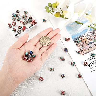 50PCS Mixed Antique Golden Handmade Tibetan Style Beads TIBEB-PH0003-01-WH-1