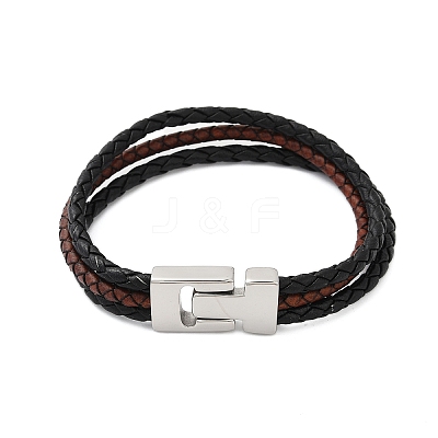 Braided Microfiber Leather Cord Bracelets for Women Men BJEW-D304-17P-02-1