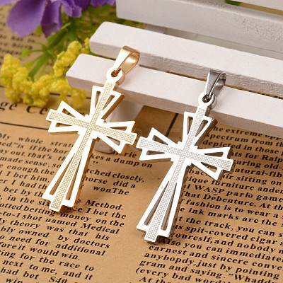 304 Stainless Steel Cross Pendants STAS-I035-31-1