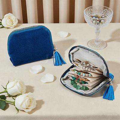 Rectangle Velvet Jewelry Zipper Storage Bags ABAG-WH0709-437A-1