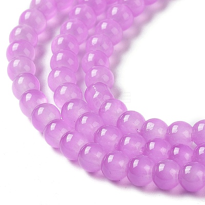 Baking Paint Imitation Jade Glass Round Bead Strands X-DGLA-Q021-4mm-44-1