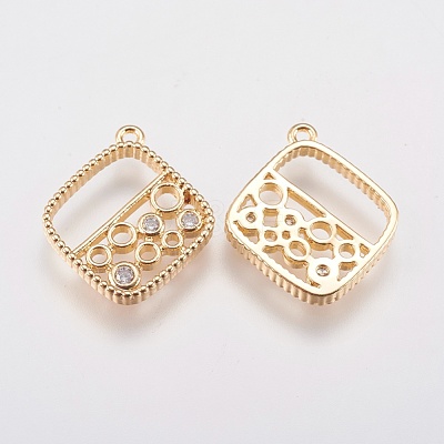 Brass Micro Pave Cubic Zirconia Charms KK-A144-039G-1