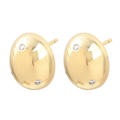 Oval Brass Micro Pave Cubic Zirconia Stud Earrings EJEW-Z164-17G-01-1