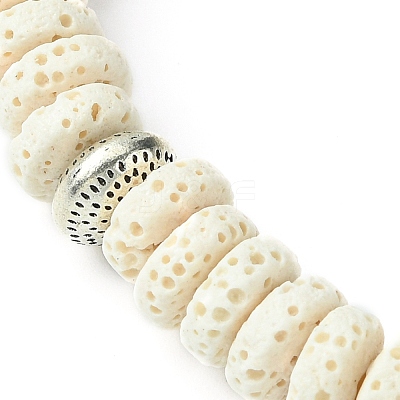 Natural Dyed Lava Rock Flat Round Beaded Stretch Bracelets for Men BJEW-JB09714-01-1