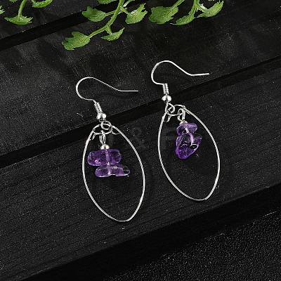 Natural Amethyst Dangle Earrings EJEW-JE02150-03-1