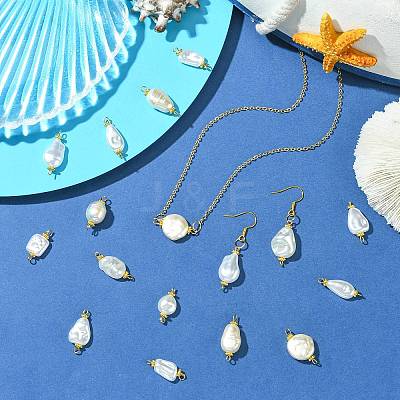 65Pcs 13 Styles ABS Plastic Imitation Pearl Connector Charms PALLOY-CJ00168-1