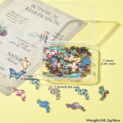 40Pcs 10 Styles Printed Alloy Pendants FIND-CJ0001-96-1