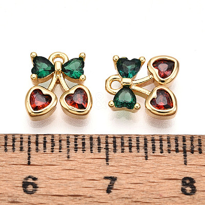 Brass Micro Pave Cubic Zirconia Charms X-KK-N261-94A-G-1