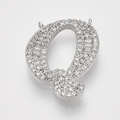 Real Platinum Plated Brass Pendants ZIRC-Q022-040P-Q-NF-1