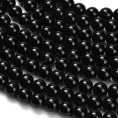 Natural Black Onyx(Dyed & Heated) Beads Strands G-H329-C06-8mm-1