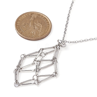 Brass Macrame Pouch Empty Stone Holder for Pendant Necklaces Making NJEW-JN04439-02-1
