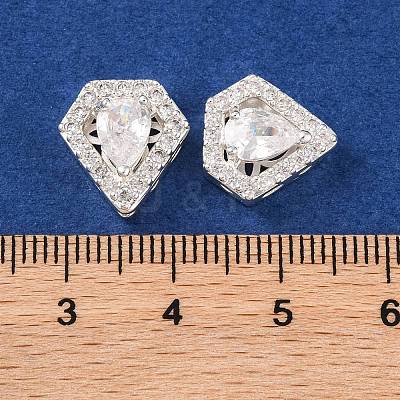 Brass Micro Pave Clear Cubic Zirconia Beads KK-S389-28S-1