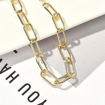 Brass Paperclip Chain Bracelets BJEW-C138-01G-1