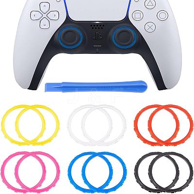 6 Pairs 6 Colors Plastic Decorative Accent Rings for Game Controller FIND-FH0005-23-1