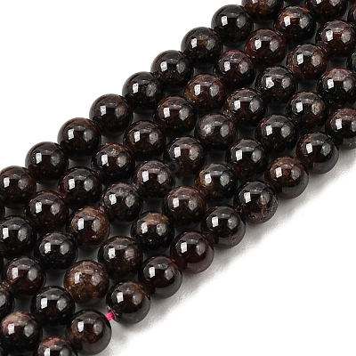 Natural Garnet Gemstone Bead Strands G-R263-6mm-1