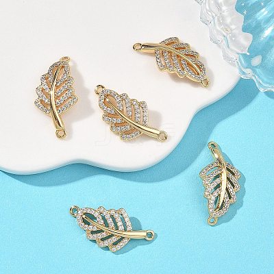 SHEGRACE Brass Micro Pave Clear Cubic Zirconia Connector Charms XGRQ3P311-600G-1