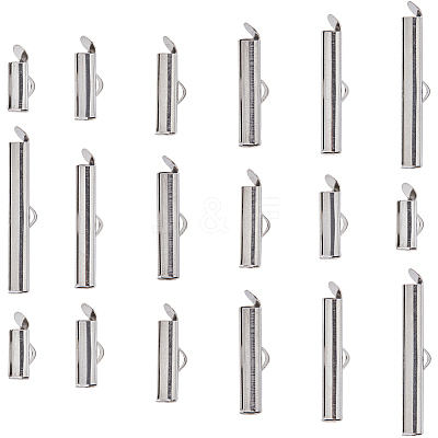 96Pcs 6 Size 304 Stainless Steel Slide On End Clasp Tubes STAS-SC0007-72-1