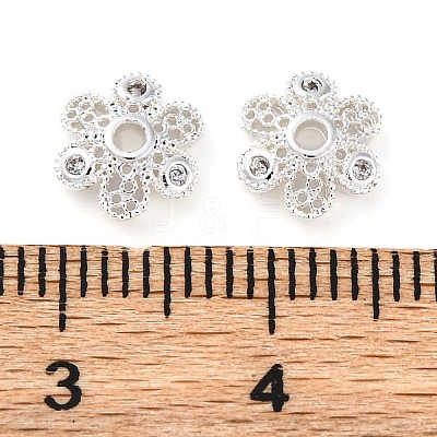 Brass Micro Pave Clear Cubic Zirconia Bead Caps KK-Z089-03S-1
