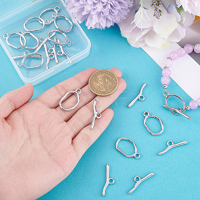 12 Bags 304 Stainless Steel Toggle Clasps STAS-BBC0009-35-1
