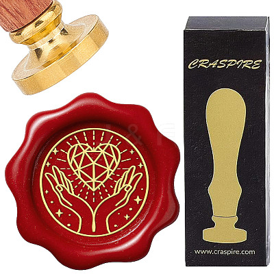 Brass Wax Seal Stamps with Wood Handle AJEW-WH0412-0147-1