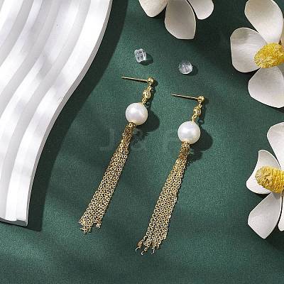 Natural Pearl Ear Studs EJEW-P286-43G-1