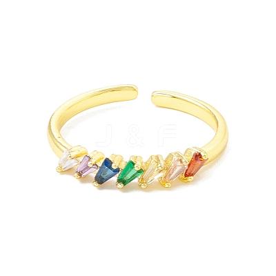 Cubic Zircona Triangle Open Cuff Ring RJEW-H103-08G-1
