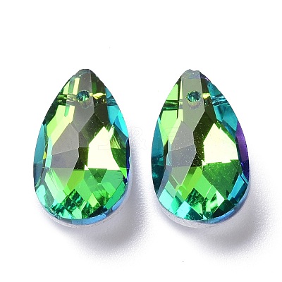 Faceted Teardrop Glass Pendants GLAA-O008-A18-1