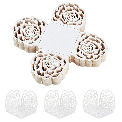 50Pcs Rose Flower Window Paper Candy Packaging Boxes CON-OC0001-78C-1