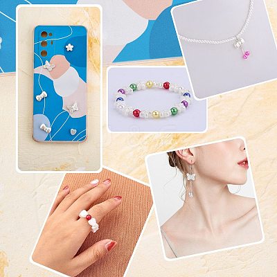 300Pcs 4 Style ABS Plastic Imitation Pearl Beads KY-SZ0001-40-1