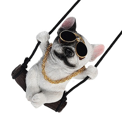 Cute Resin Swinging Bulldog Pendant Decorations HJEW-A010-01B-1