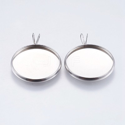 Tarnish Resistant 304 Stainless Steel Pendant Cabochon Settings STAS-I069-37-20MM-1