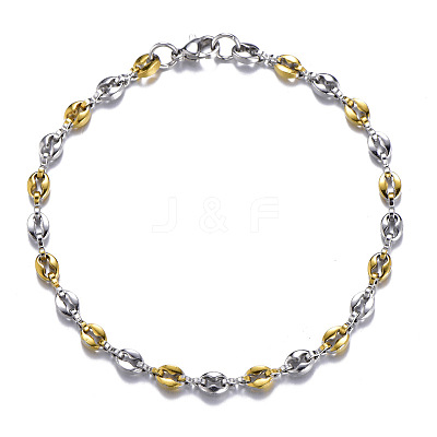 304 Stainless Steel Coffee Bean Chain Bracelets for Men Women FS-WG2046E-02-1