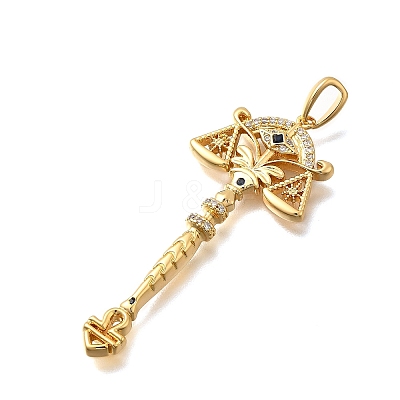 Brass Micro Pave Cubic Zirconia Big Pendants KK-B147-04G-12-1