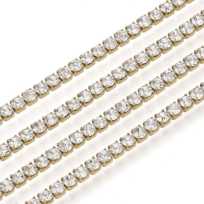 304 Stainless Steel Rhinestone Strass Chains STAS-T055-12G-B-1